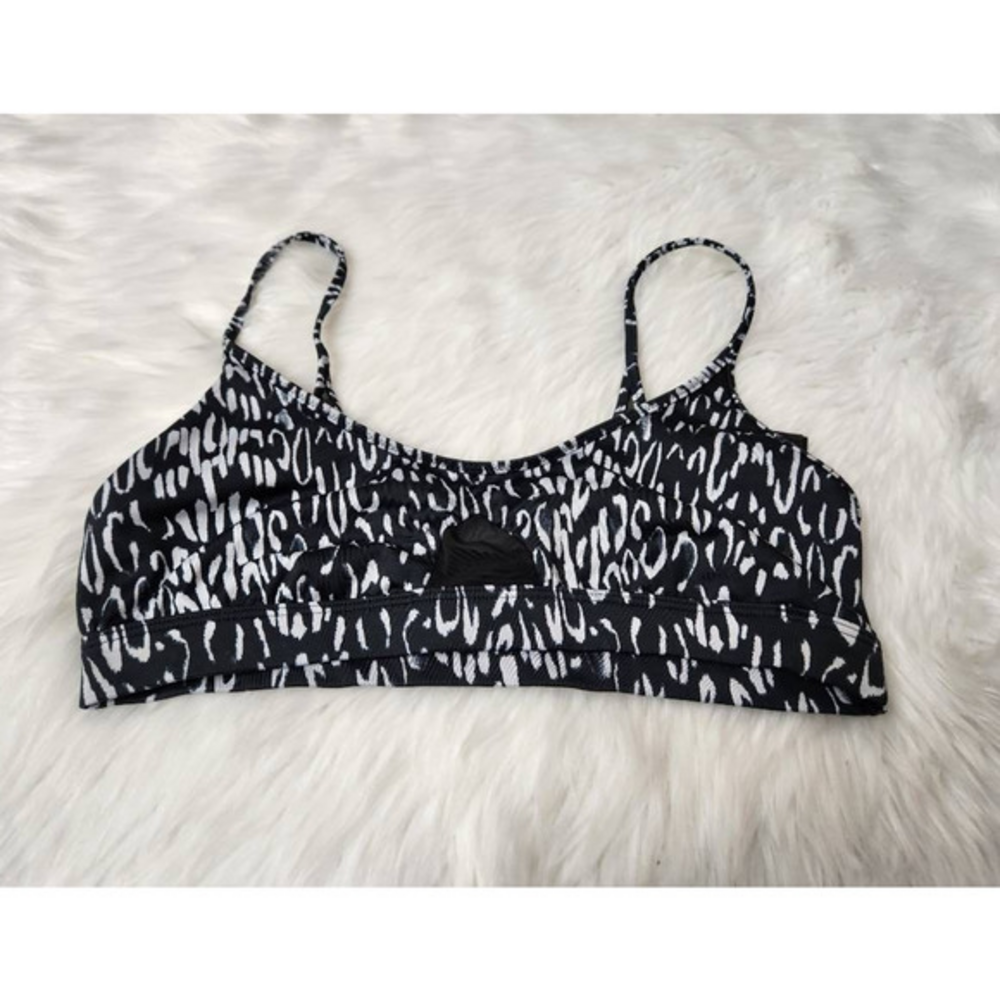 Victorias Secret Womens Sport Bra Black White Cut Out Yoga Activewear Top Mesh S